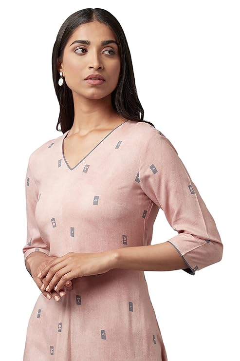 W for Woman Viscose Women Salmon A-Line Regular Kurta
