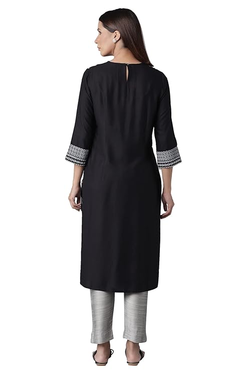 W for Woman Women Viscose Floral Print Straight Kurta