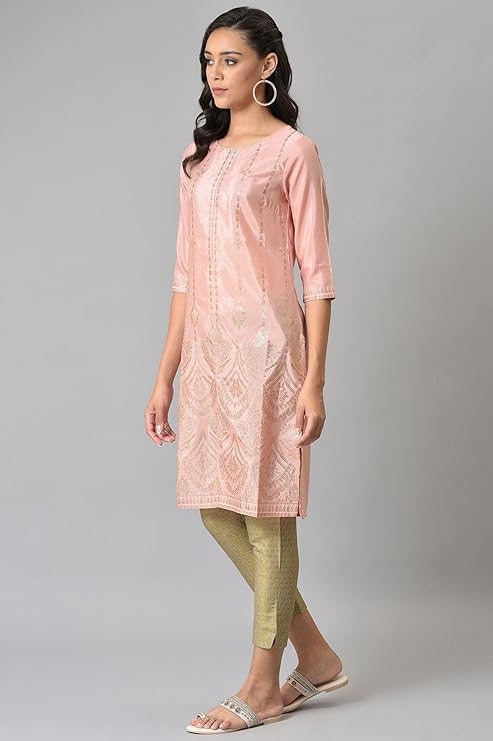 W for Woman Women's Polyester Printed Regular Kurta