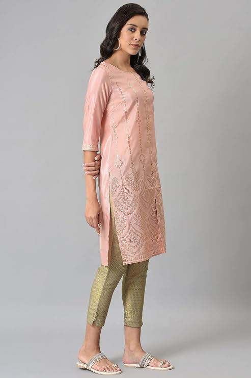 W for Woman Women's Polyester Printed Regular Kurta
