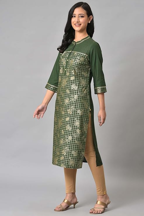 Aurelia Women's Geometric Print Rayon Kurta