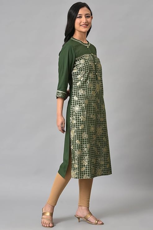 Aurelia Women's Geometric Print Rayon Kurta