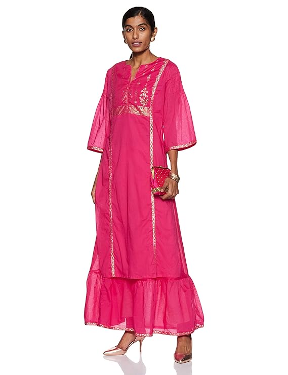 BIBA Women's Cotton Straight Kurta