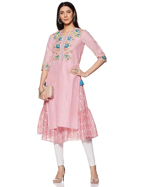 BIBA Women Cotton Flared Printed Kurta