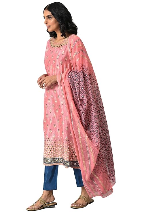 Aurelia Women Floral Print Viscose Kurta Set with Trousers & Dupatta