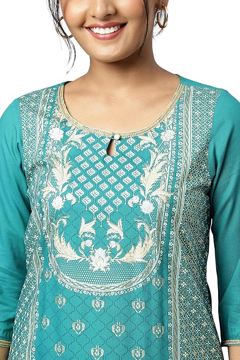 Aurelia Women's Viscose Floral Regular Kurta