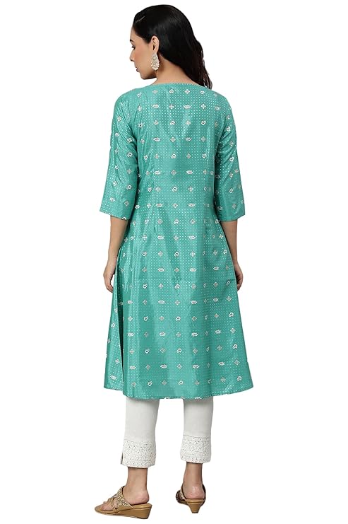 W for Woman Polyester Women Marine A-Line Shantung Kurta