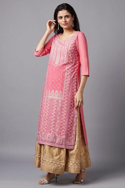 Aurelia Women's Viscose Floral Regular Kurta