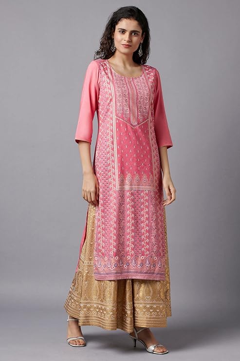 Aurelia Women's Viscose Floral Regular Kurta