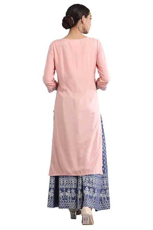 Aurelia Women's Rayon Geometric Print Regular Kurta