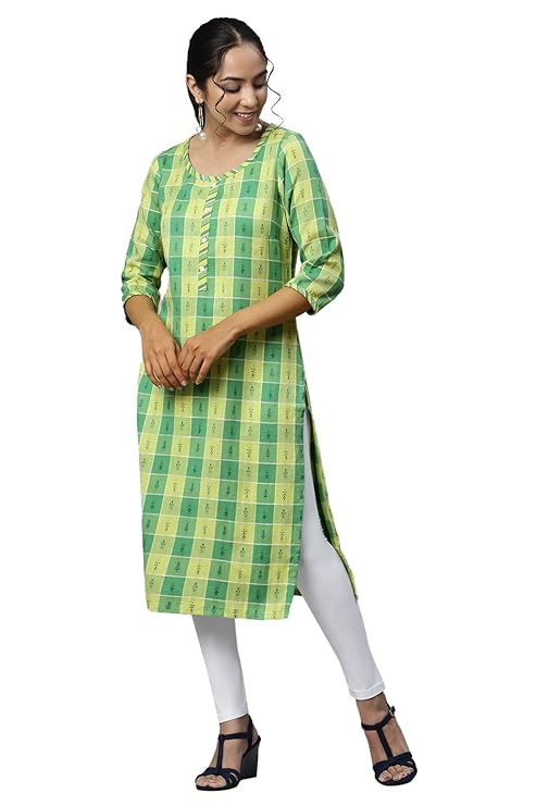 Aurelia Women's Geometric Print Cotton Blend Kurta