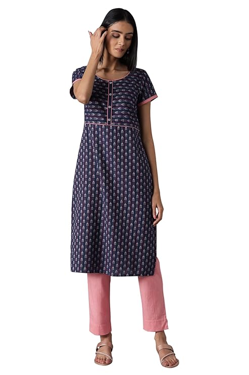 Aurelia Women's Cotton Geometric Regular Kurta