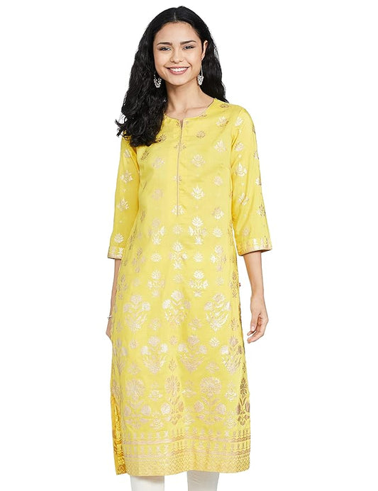 BIBA Women Art Silk Straight Printed Kurta