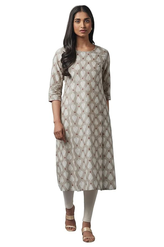 W for Woman Cotton Women Light A-Line Printed Regular Kurta