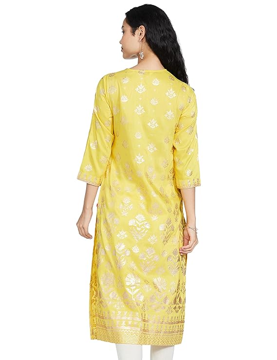 BIBA Women Art Silk Straight Printed Kurta