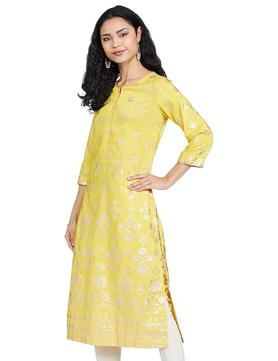 BIBA Women Art Silk Straight Printed Kurta