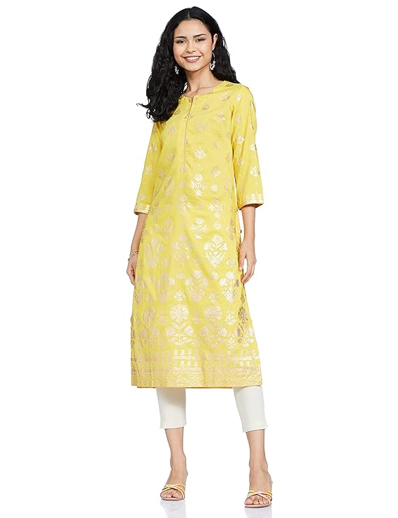 BIBA Women Art Silk Straight Printed Kurta