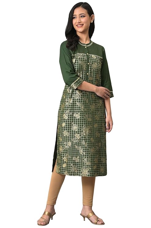 Aurelia Women's Geometric Print Rayon Kurta