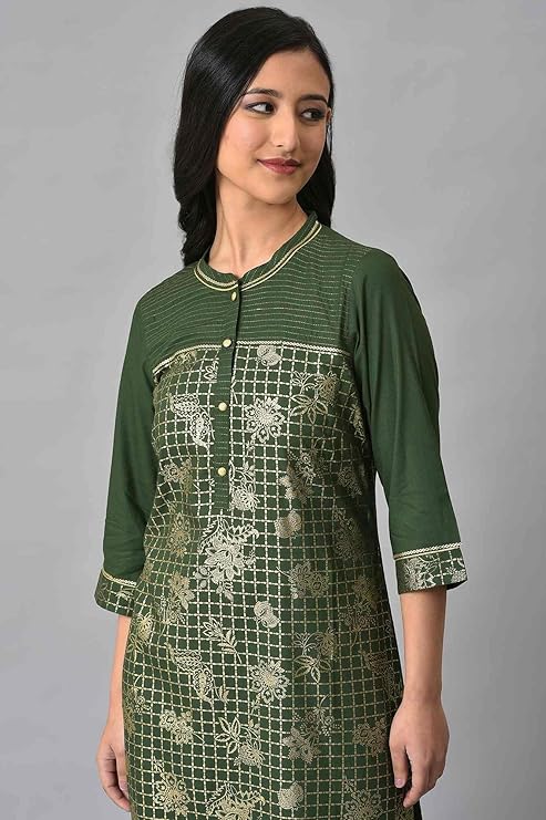Aurelia Women's Geometric Print Rayon Kurta