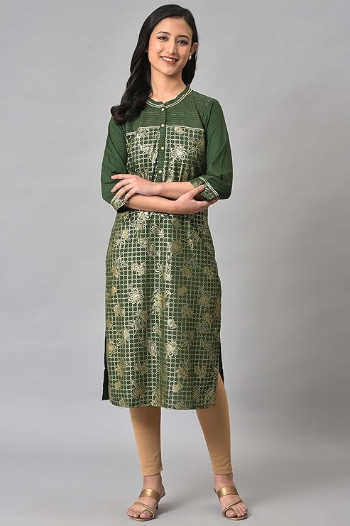 Aurelia Women's Geometric Print Rayon Kurta
