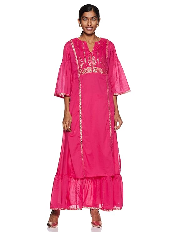BIBA Women's Cotton Straight Kurta
