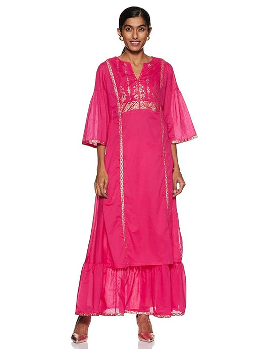 BIBA Women's Cotton Straight Kurta