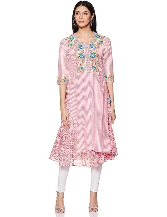 BIBA Women Cotton Flared Printed Kurta