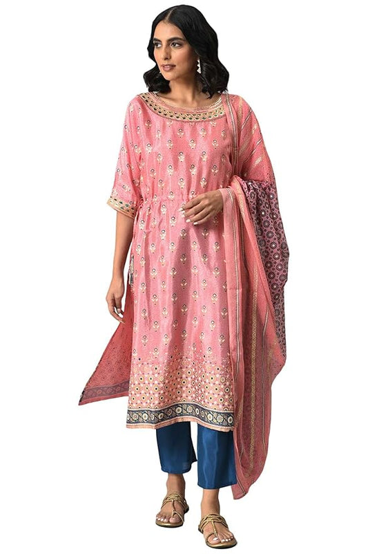 Aurelia Women Floral Print Viscose Kurta Set with Trousers & Dupatta