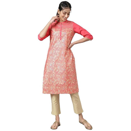 Aurelia Floral Polyester Mandarin Womens Kurta