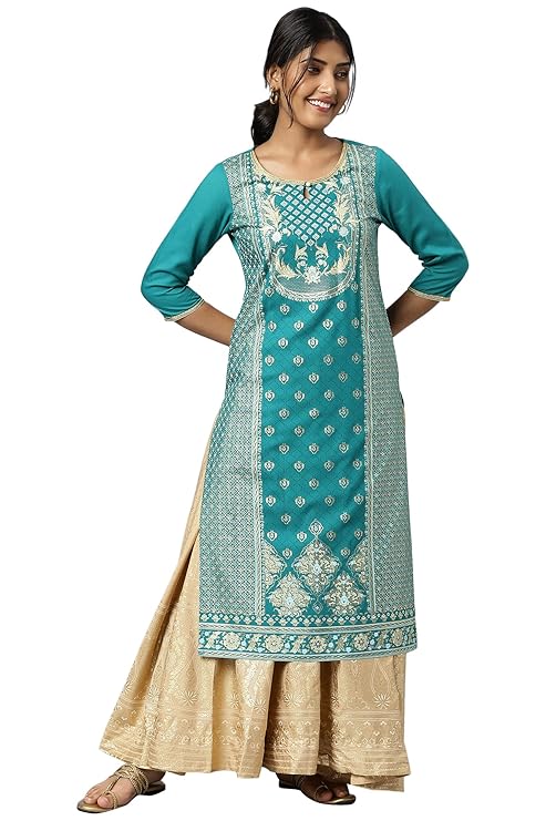 Aurelia Women's Viscose Floral Regular Kurta
