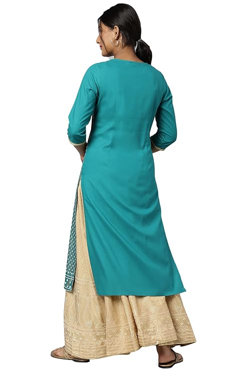 Aurelia Women's Viscose Floral Regular Kurta