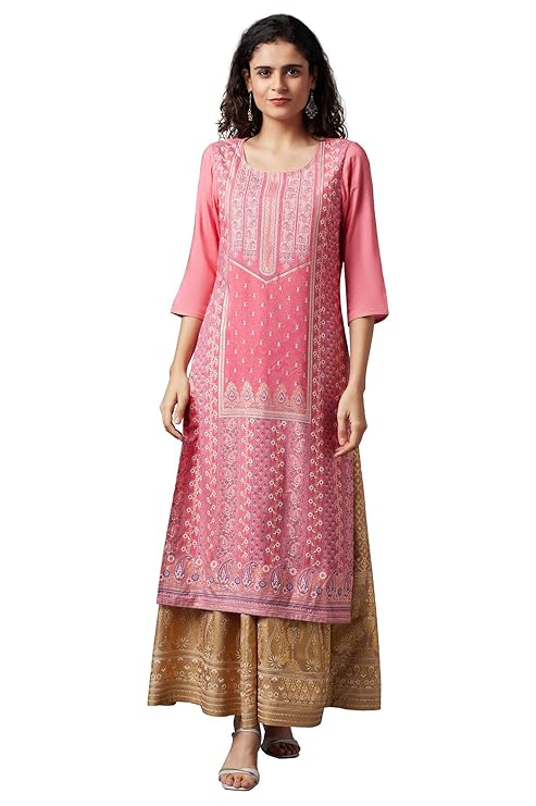 Aurelia Women's Viscose Floral Regular Kurta
