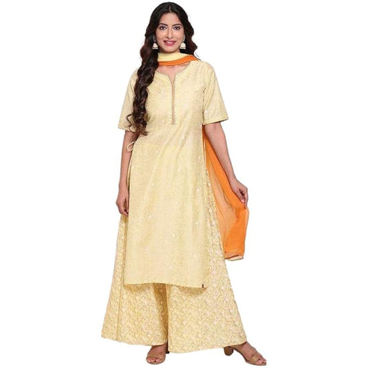 BIBA Synthetic Women Printed Relaxed Salwar Kurta Dupatta