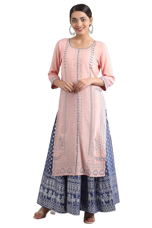 Aurelia Women's Rayon Geometric Print Regular Kurta