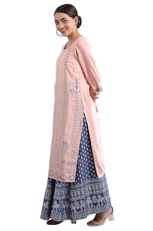 Aurelia Women's Rayon Geometric Print Regular Kurta