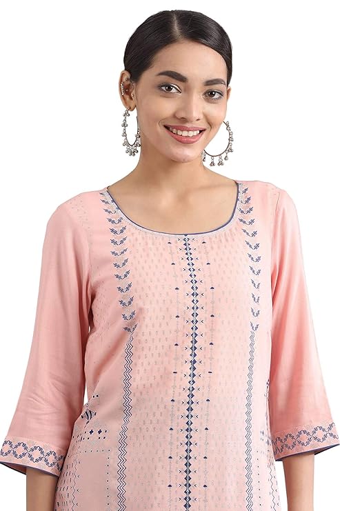 Aurelia Women's Rayon Geometric Print Regular Kurta