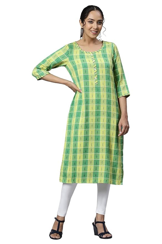 Aurelia Women's Geometric Print Cotton Blend Kurta