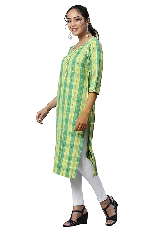 Aurelia Women's Geometric Print Cotton Blend Kurta
