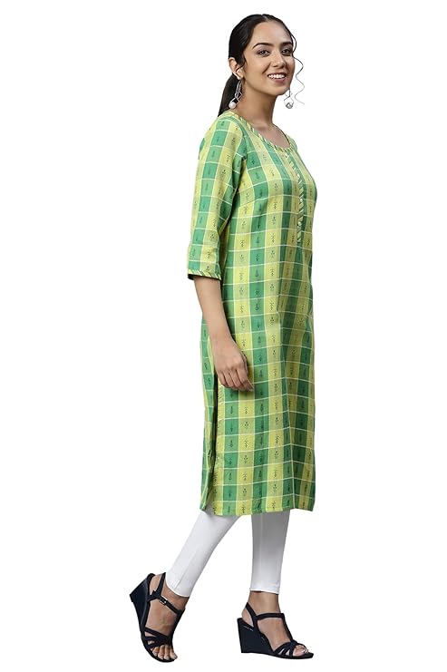 Aurelia Women's Geometric Print Cotton Blend Kurta